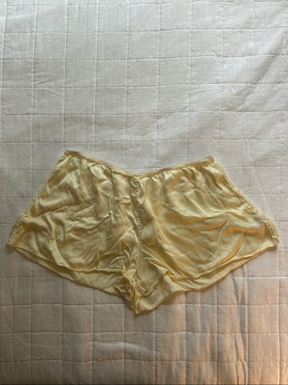 aerie Pale Yellow Satin Sleep Shorts